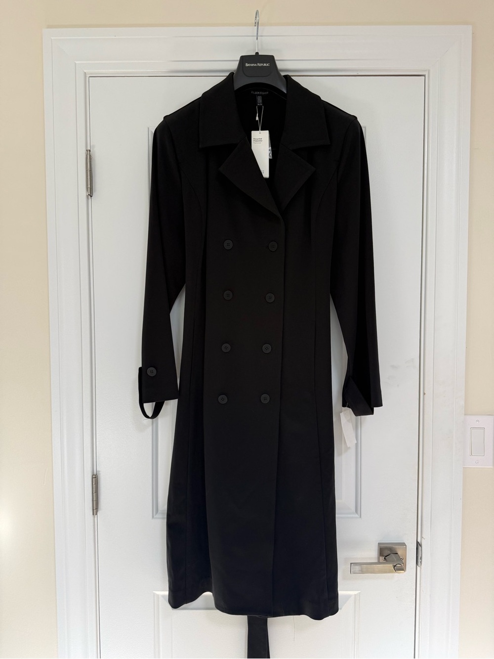 NWT Eileen Fisher Black Recycled Polyester Rainwear Coat